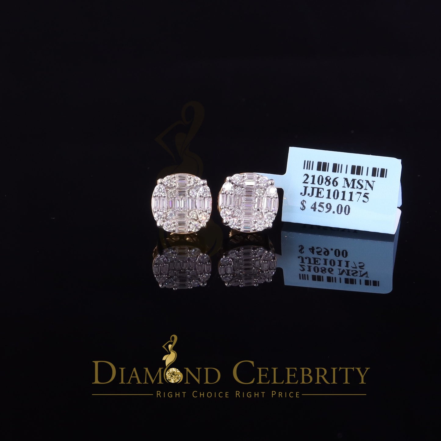 DiamondCelebritees Yellow Men's/Womens 925 Silver 2.00ct VVS 'D' Moissanite Round Stud Earrings
