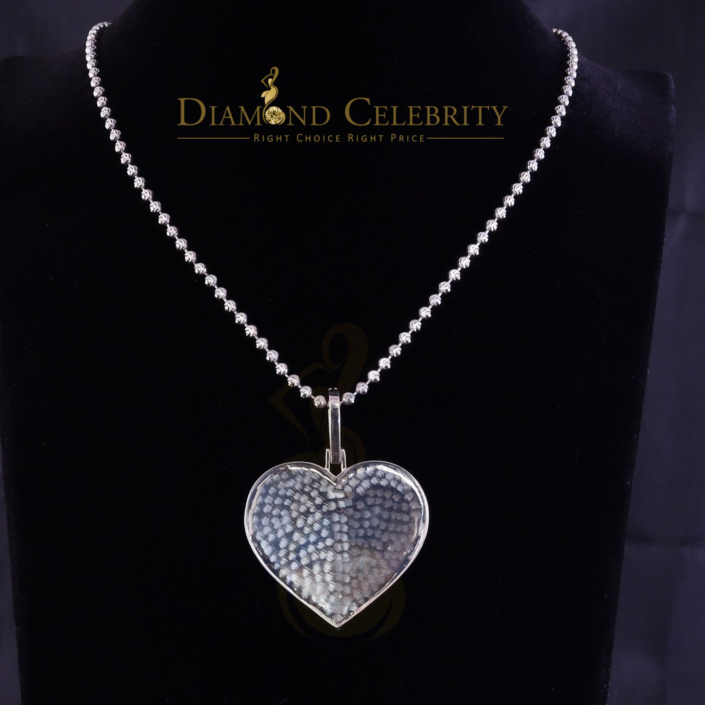 DiamondCelebritees Real 0.33ct Diamond 925 Sterling Silver "1.50" Heart PICTURE Charm White Pendant