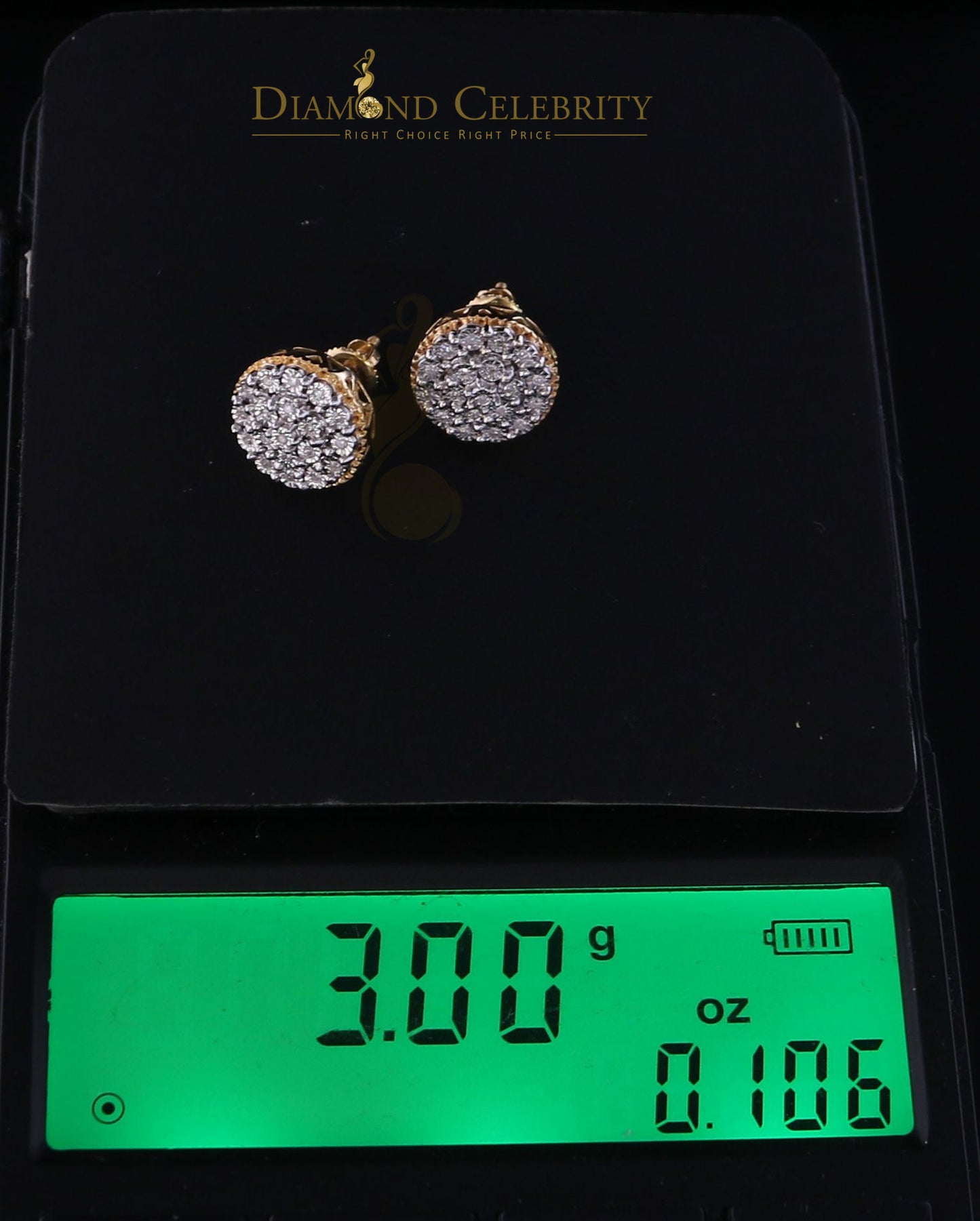 DiamondCelebritees10K Real Yellow Gold Real 0.25CT Diamond Men's/Women's Stud Micro Earring