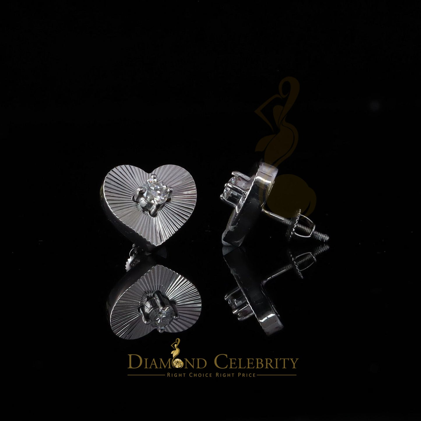 Diamondcelebritees Women's 0.33ct VVS 'D' Moissanite 925 Silver White HEART Diamond Cut Earrings