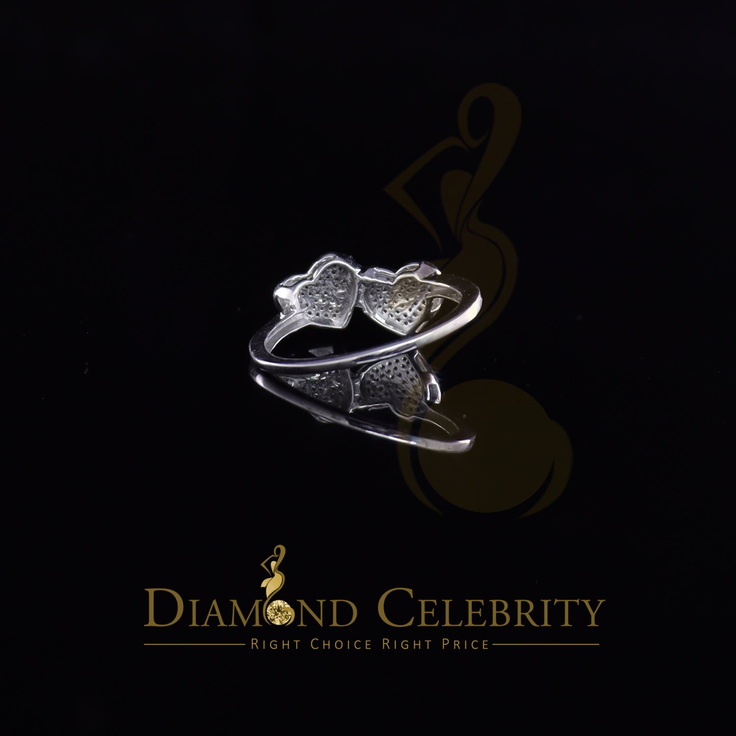 DiamondCelebritees 0.25 CT Real Diamond 925 Sterling White Silver Love Womens Heart Ring Size 7
