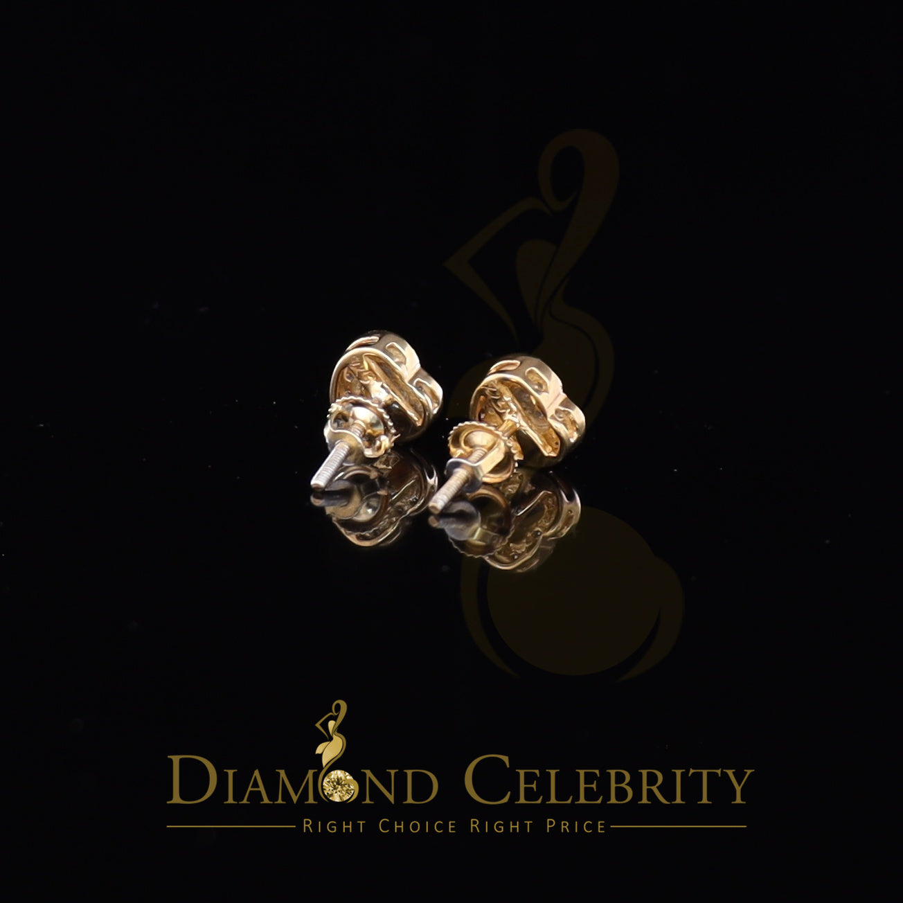 DiamondCelebritees Micro Pave 0.11ct Real Diamonds 925 Yellow Silver Women's & Men's Heart Earrings