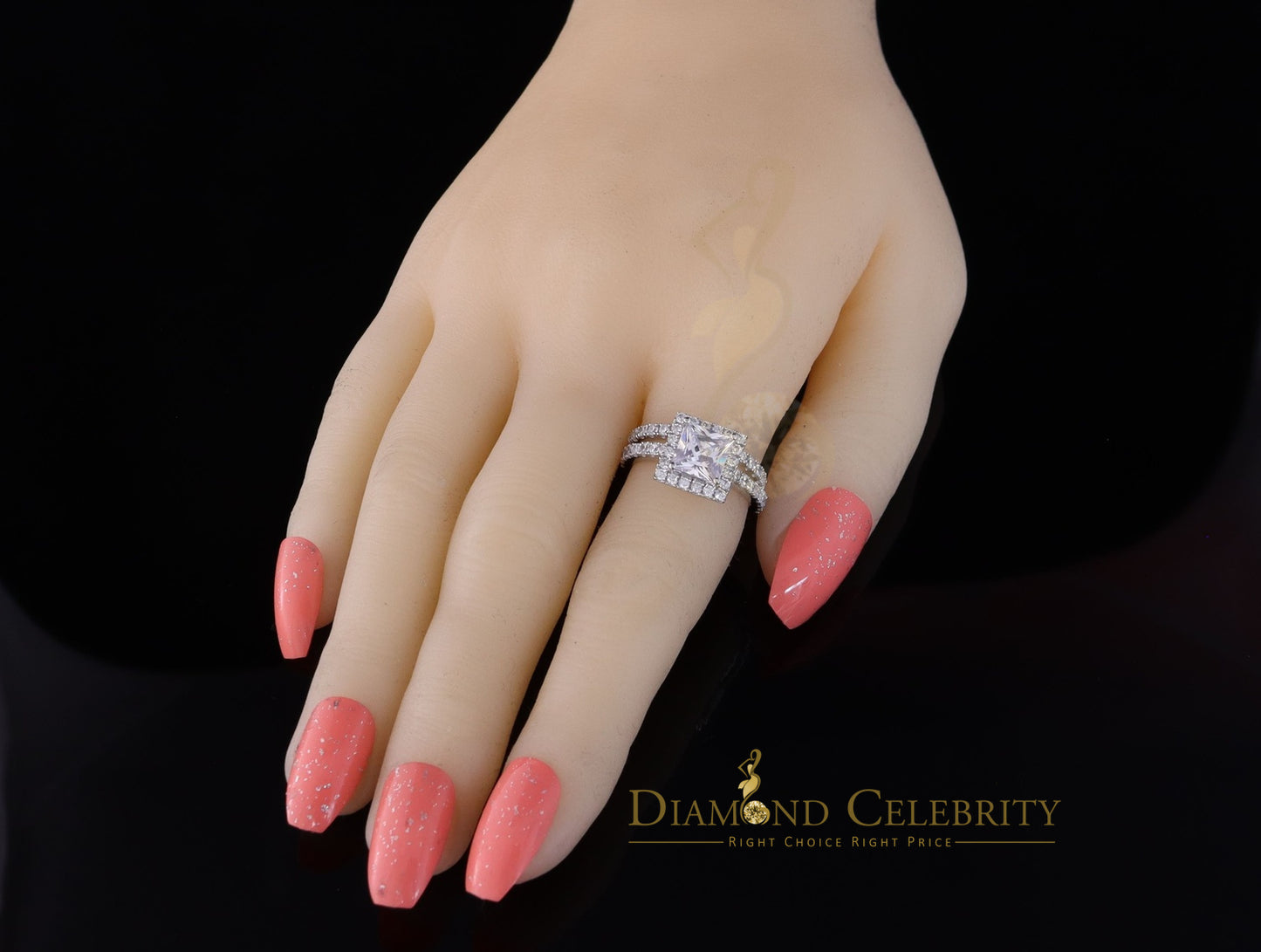 DiamondCelebritees 5.22ct White Cubic Zirconia 925 Sterling Silver Bridal Style Womens Ring SZ 6.5