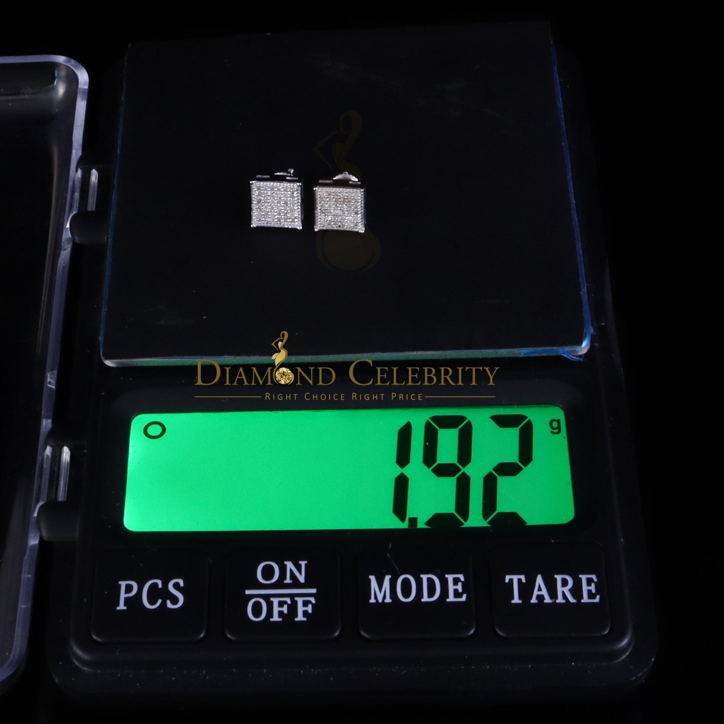 DiamondCelebritees 0.20ct Diamond 925 Sterling Silver White For Men / Women Square stud Earring