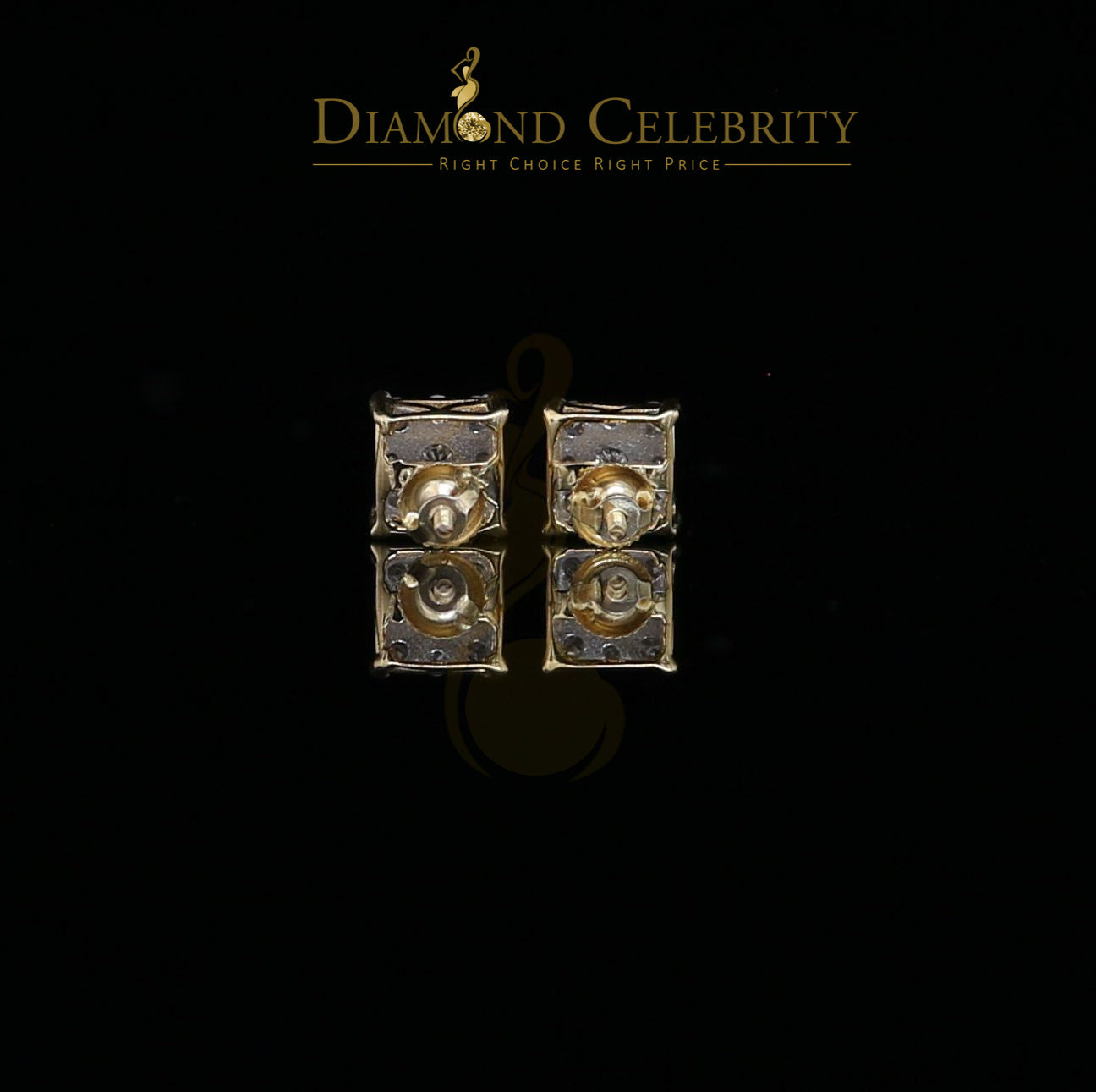 DiamondCelebritees 10K Real Yellow Gold Real Diamond 0.75CT Men's/Women's Stud Square Earring
