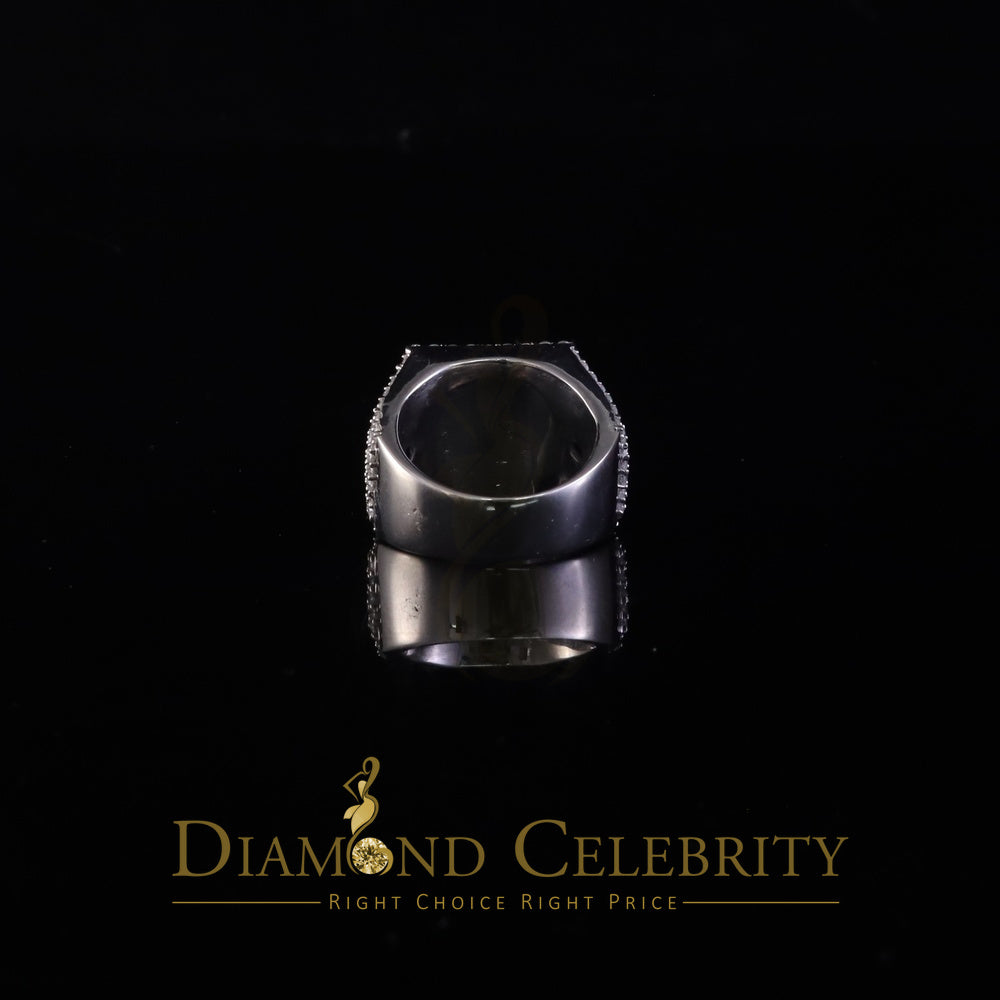 DiamondCelebritees 925 White Sterling Silver 5.00ct VVS 'D' Moissanite Square Rings SZ 10 for Men's