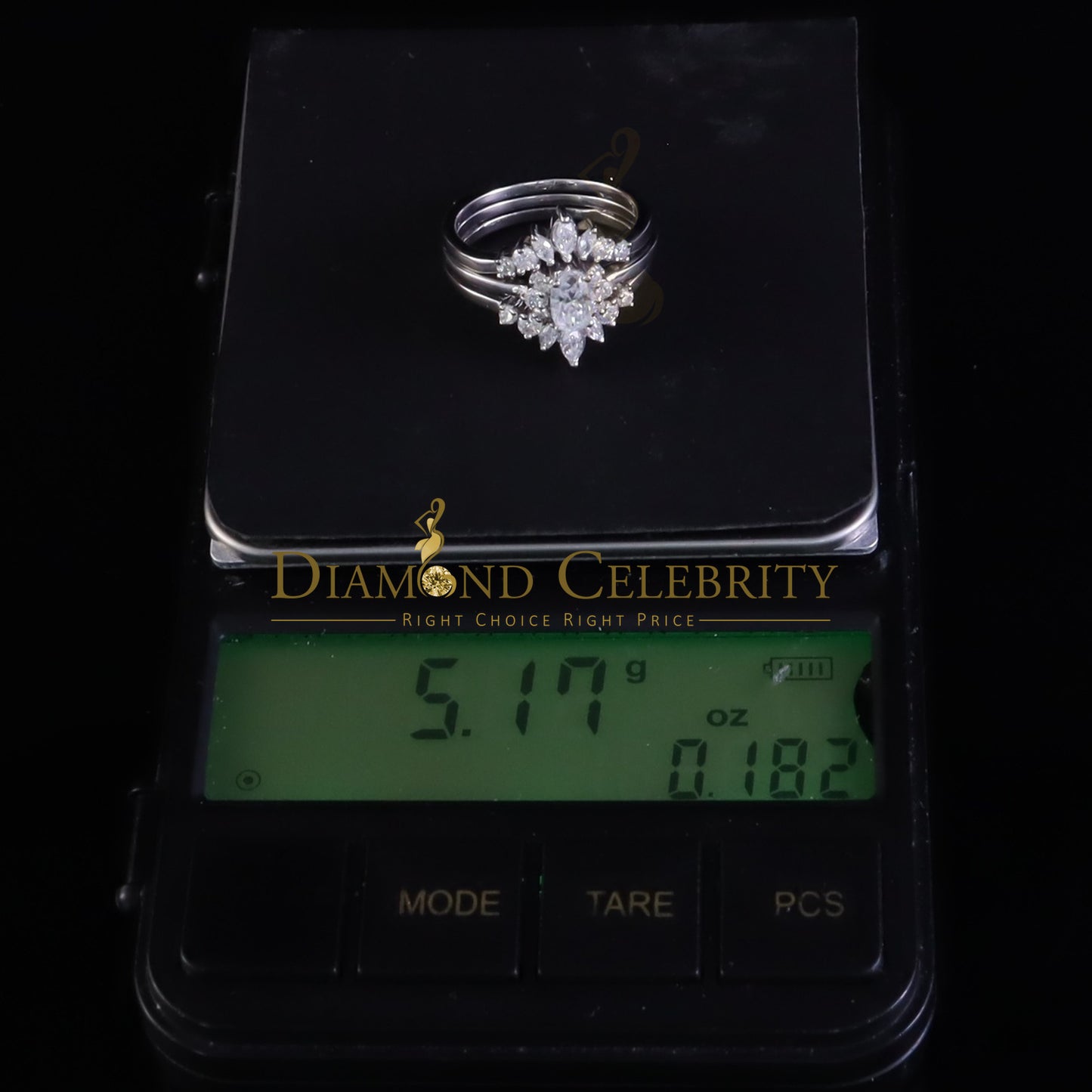 DiamondCelebritees 925 Silver White 1.25ct VVS D Oval Solitaire Moissanite Bridal Guard Rings SZ 7