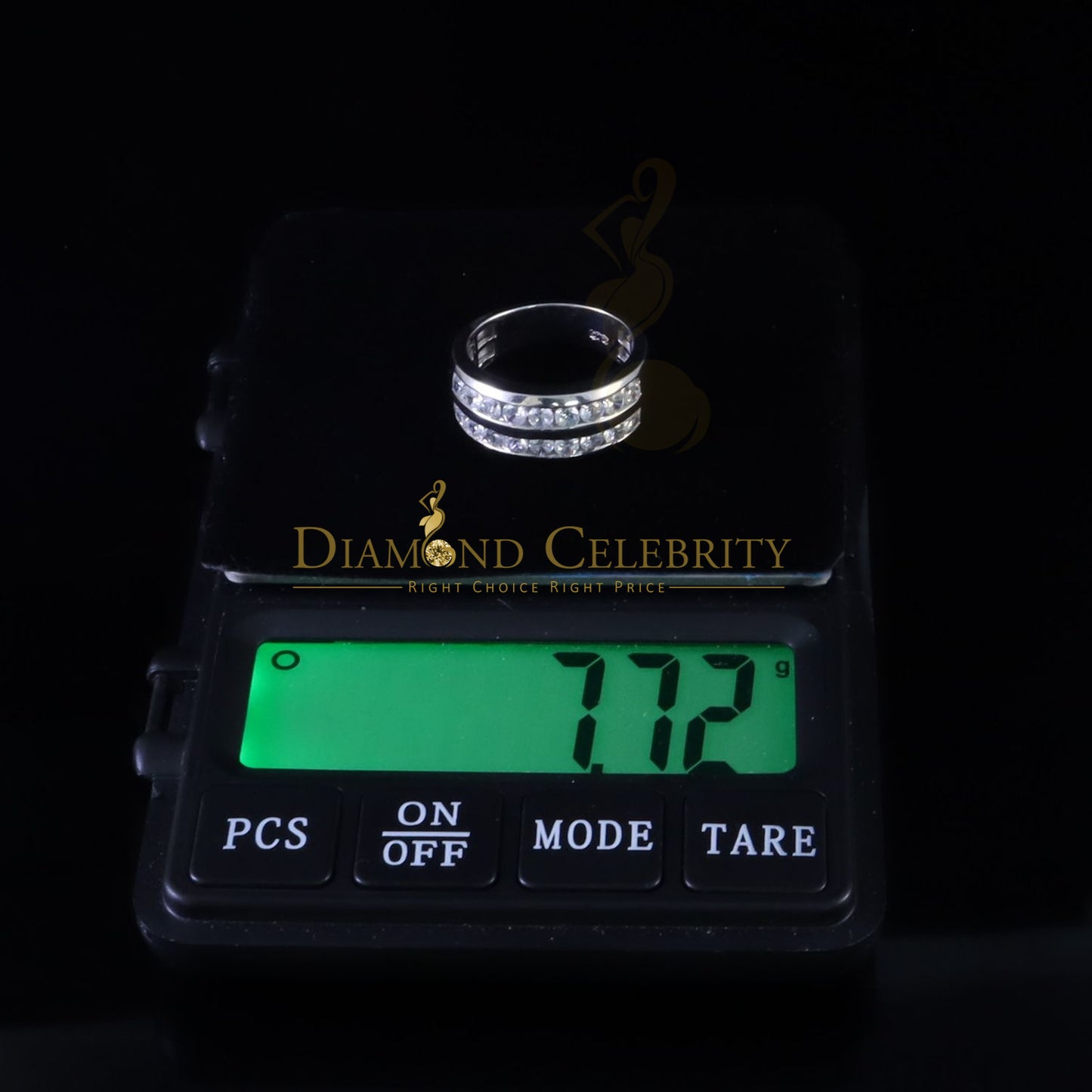 DiamondCelebritees Sterling White Silver Round 3.42ct Cubic Zirconia Round Men's Ring Size 10