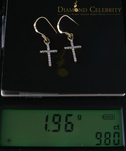 DiamondCelebritees Yellow 0.40ct Sterling 925 Silver Hip Hop Cross Dangling Women's & Men's Earring