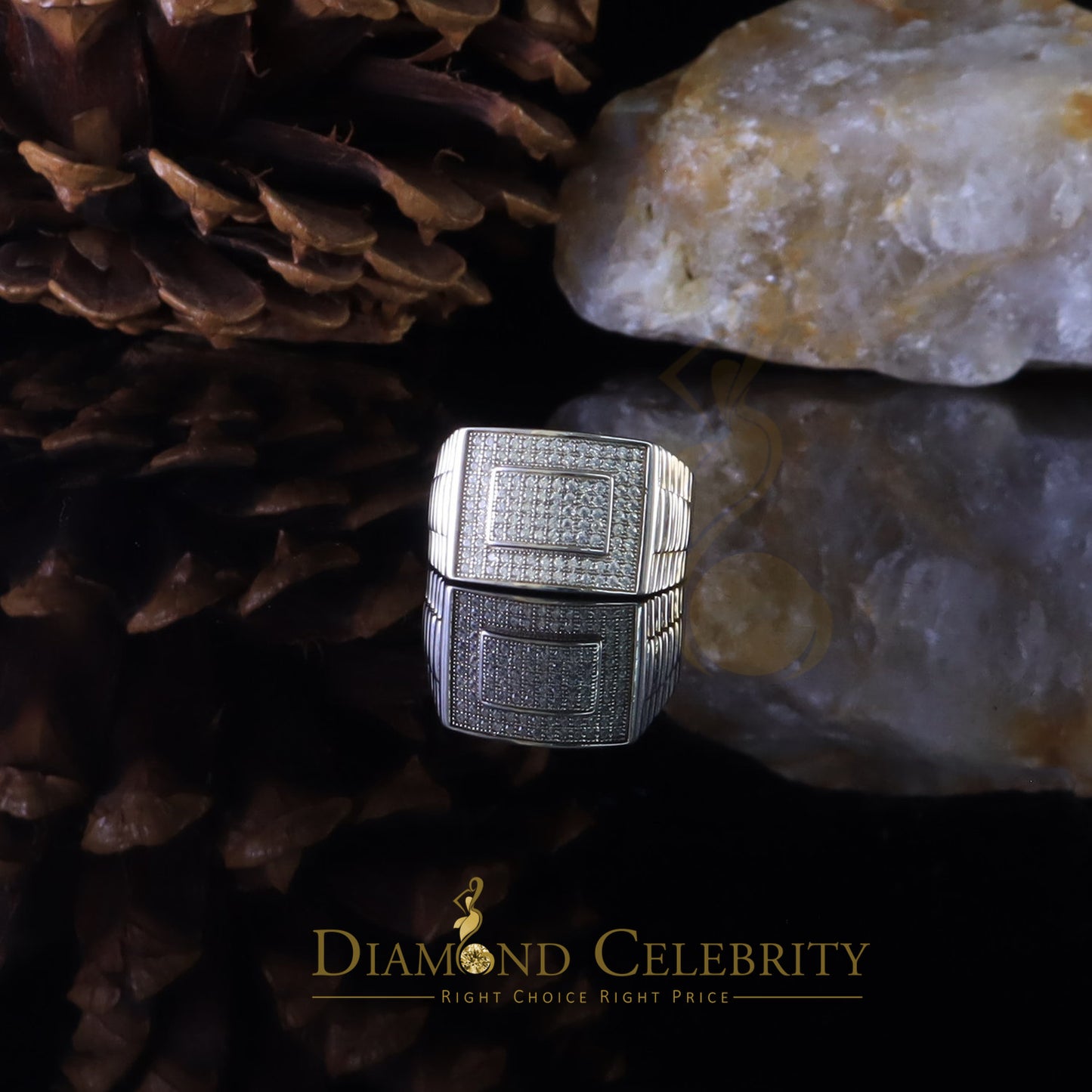 DiamondCelebritees 925 Silver White Square 1.20ct Cubic Zirconia Men's Engagement Ring Size 10