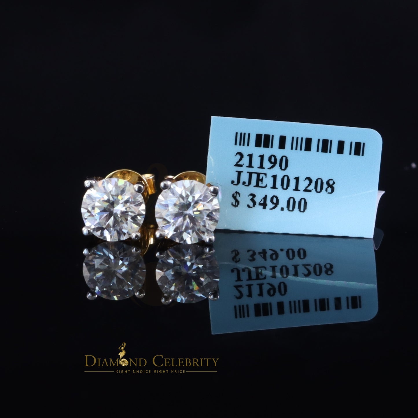 DiamondCelebritees 2.50ct VVS 'D' Moissanite Men's/Womens 925 Silver Yellow Round Stud Earrings