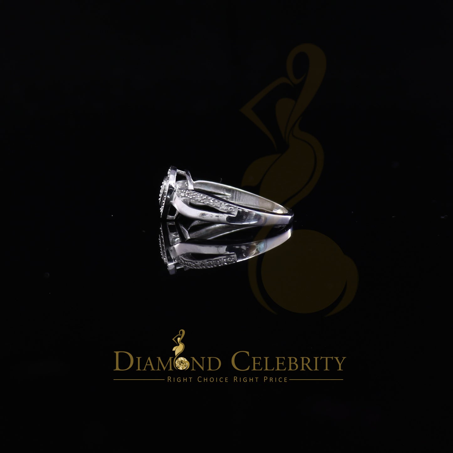 DiamondCelebritees Real Diamond 0.10 CT 925 Sterling White Silver Engagement Womens Heart Ring SZ 7