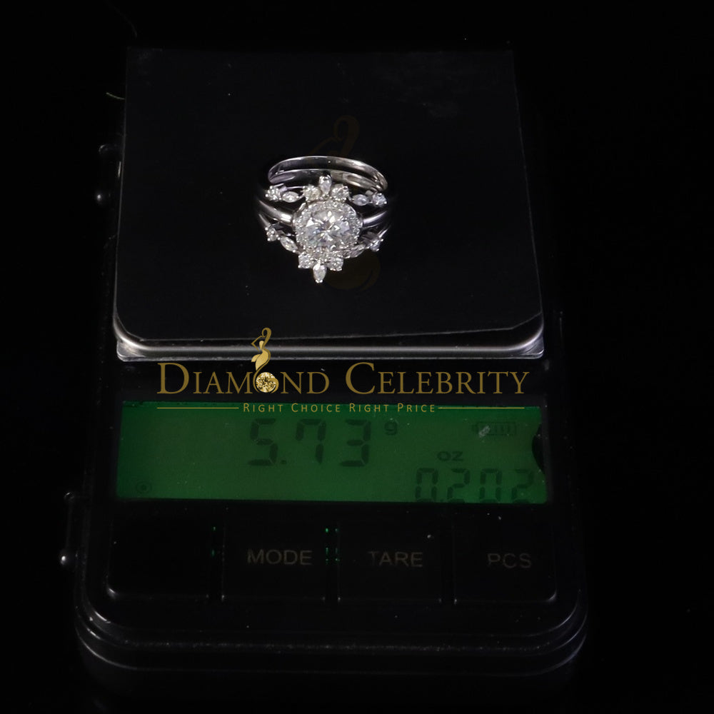 DiamondCelebritees 925 White Silver Solitaire Enhancer 1.66ct Moissanite Guard Wrap Ring Insert SZ7