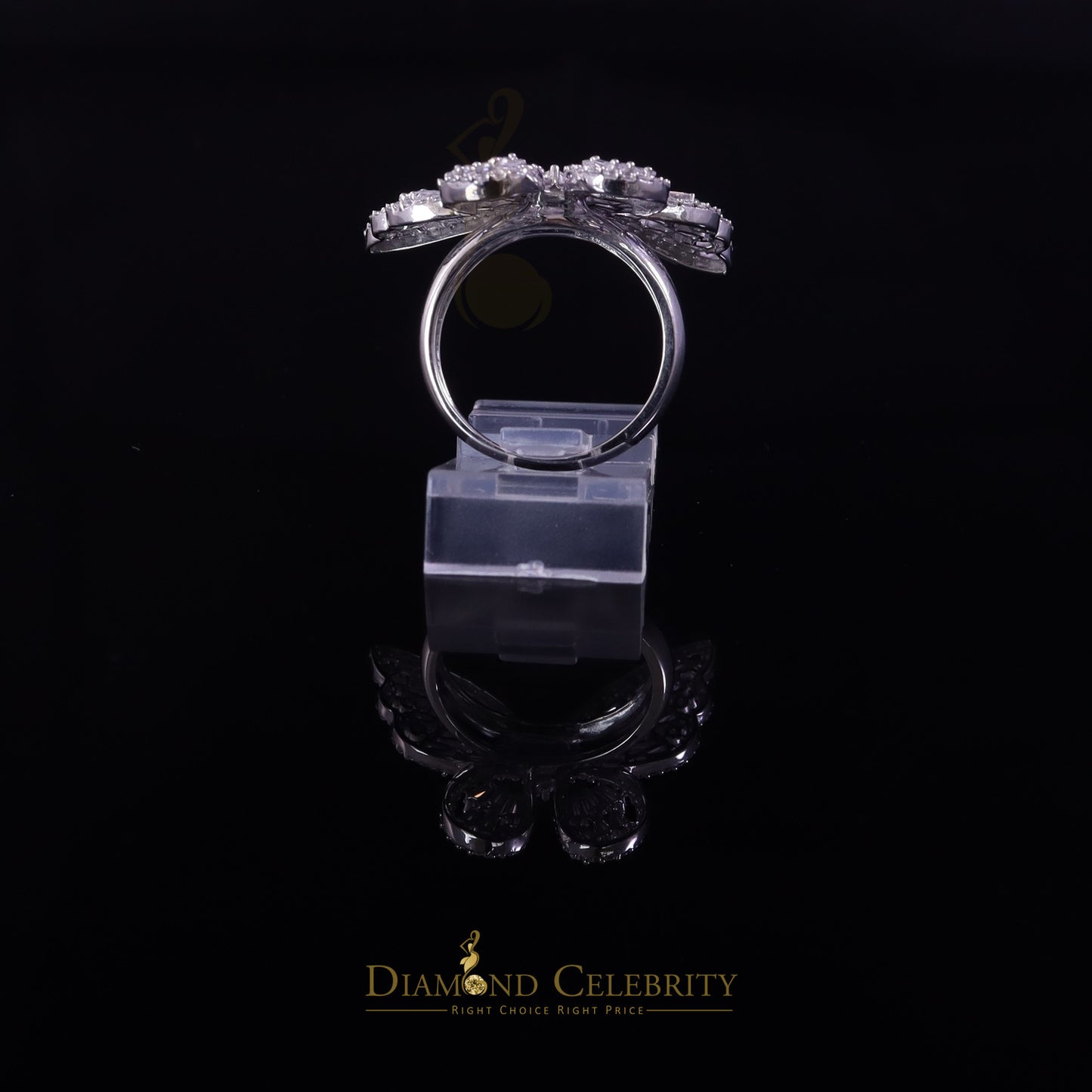 DiamondCelebritees Men's/Womens 925 Silver White 1.75ct VVS 'D' Moissanite Butterfly Rings Size 7