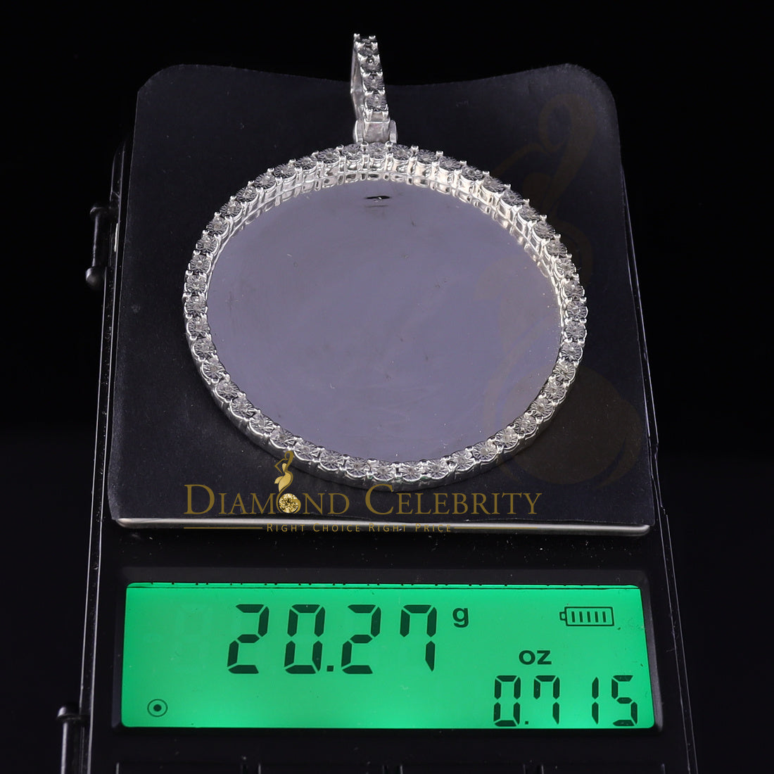 DiamondCelebritees Real 0.25ct Diamond 925 Sterling Silver 2" PICTURE Charm Fashion White Pendant