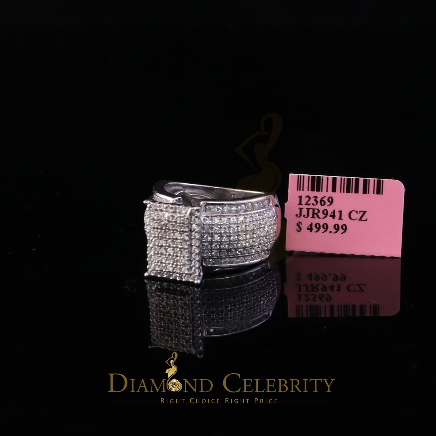 DiamondCelebritees Diamond Celbrity 2.03ct Cubic Zirconia White Silver Womens Square Ring Size 7