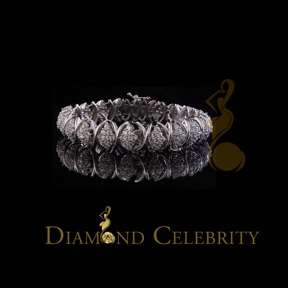 Diamondcelebritees White 925 Sterling Silver Women's Bracelet 23.0ct Cubic Zirconia Stone SZ 8 Inch