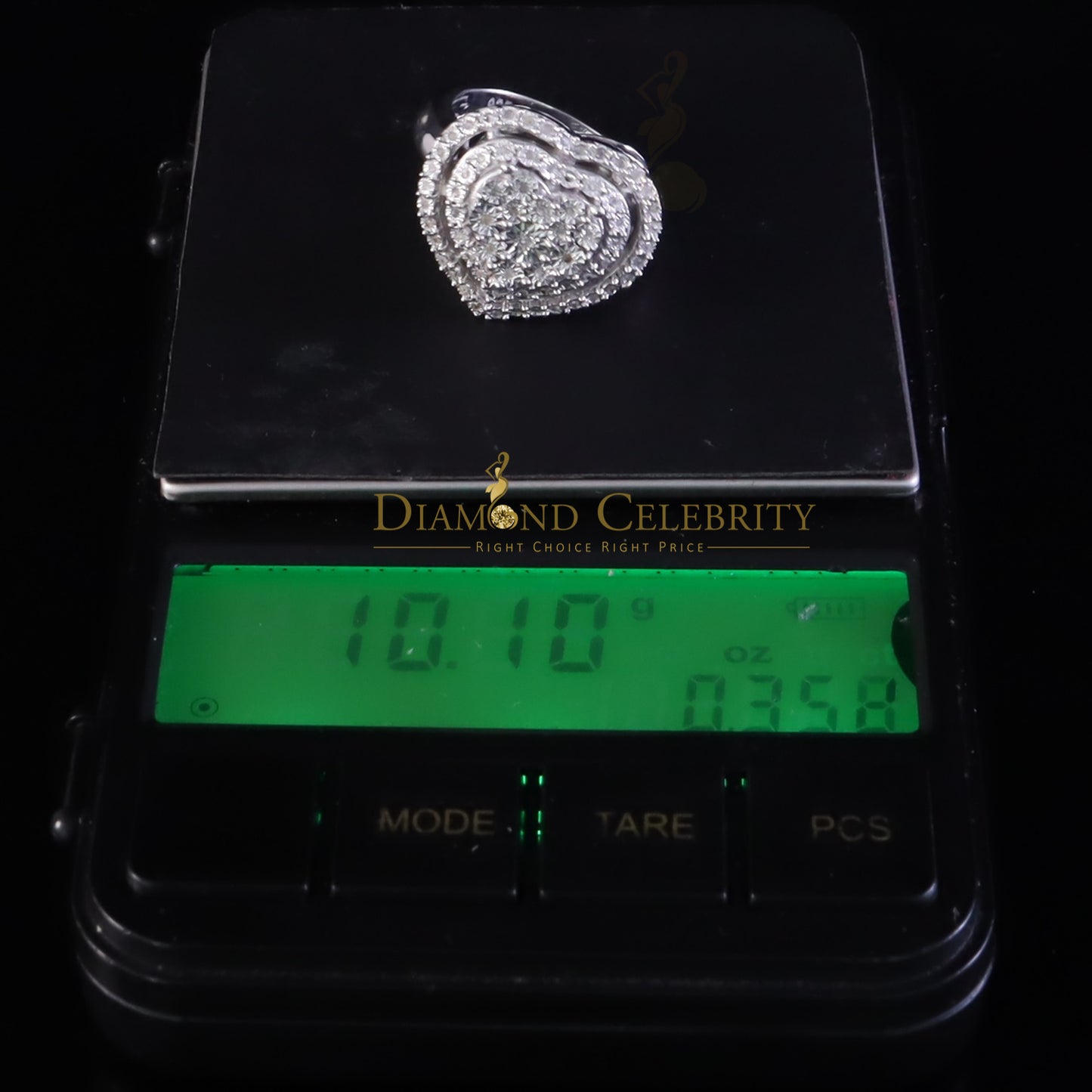 DiamondCelebritees New Big Heart Real Diamond 0.33ct White 925 Sterling Silver Women Charm Ring SZ8