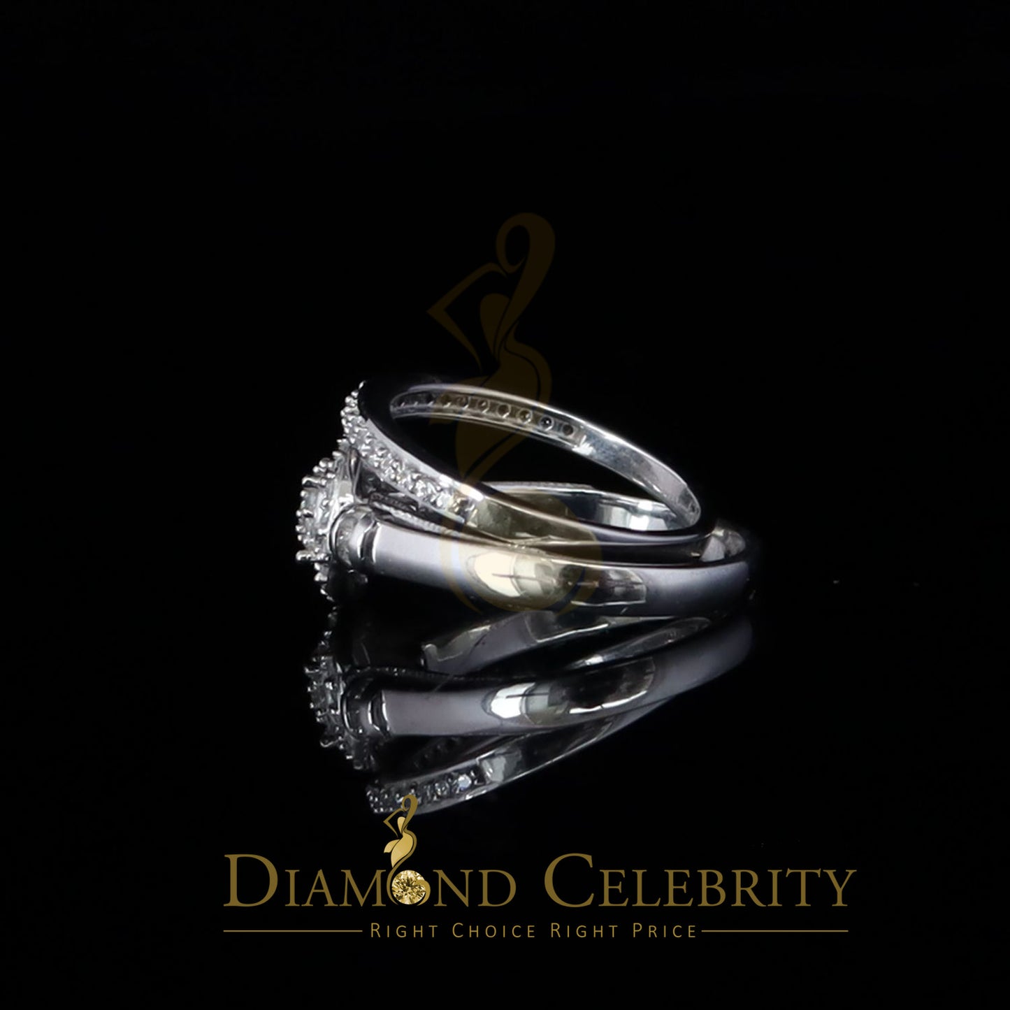DiamondCelebritees 925 Women's White Silver 1.25ct CZ Round shape 2pcs Bridal /Engagement Ring SZ 7