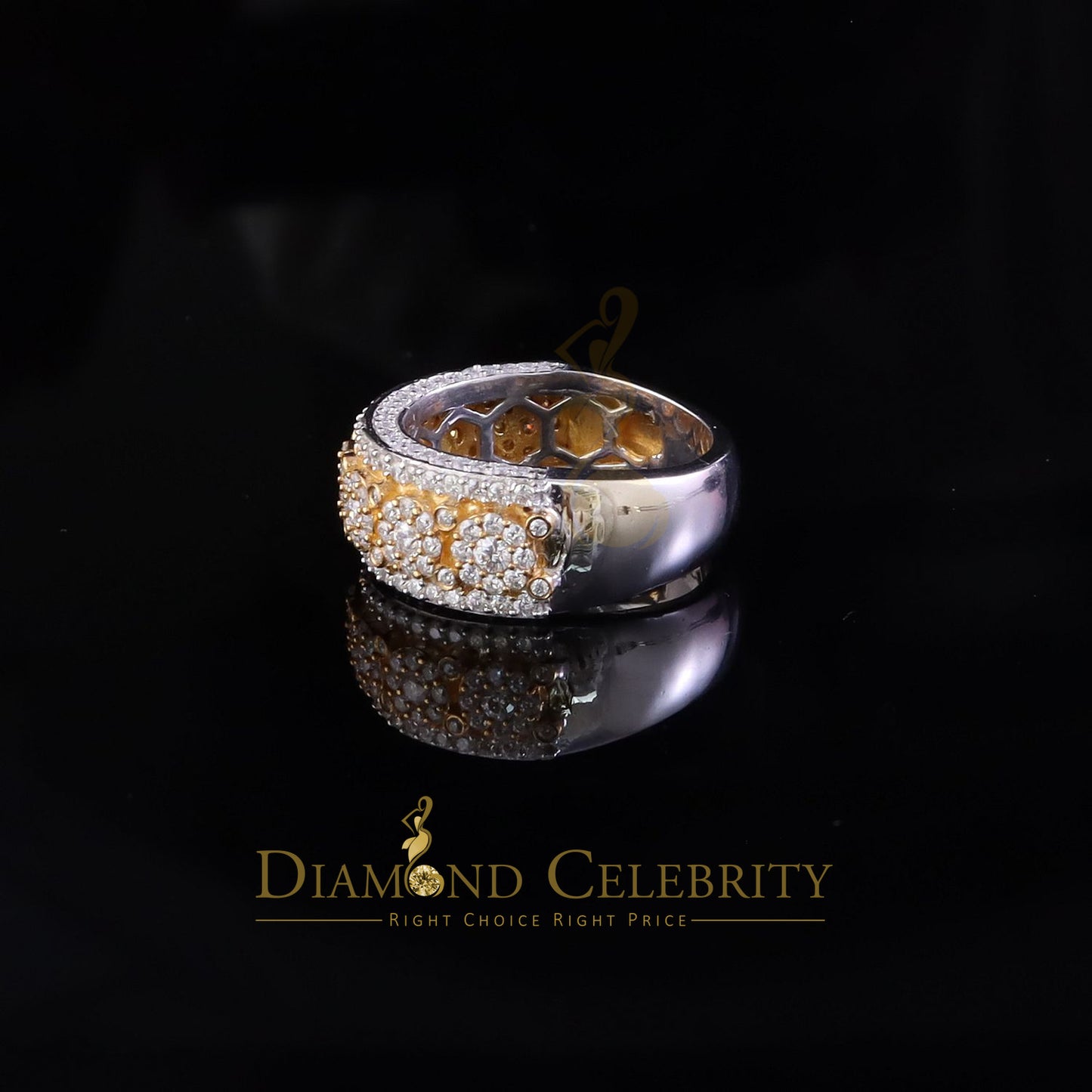 DiamondCelebritees 925 Moissanite White Round Shape Band Ring size 8 For Men's 2.50ct Silver VVS'D