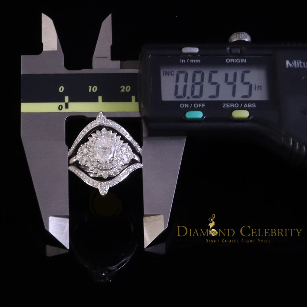 DiamondCelebritees 925 White Silver Moissanite 3.0ct Solitaire Enhancer Guard Wrap Ring Insert S Z7
