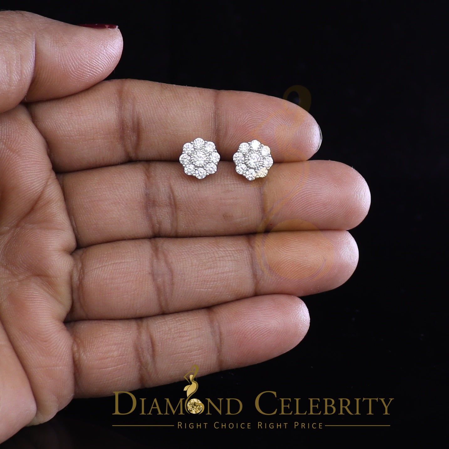 DiamondCelebritees 925 Yellow Silver 2.1ct Cubic Zirconia Women's & Men's Hip Hop Floral Earrings