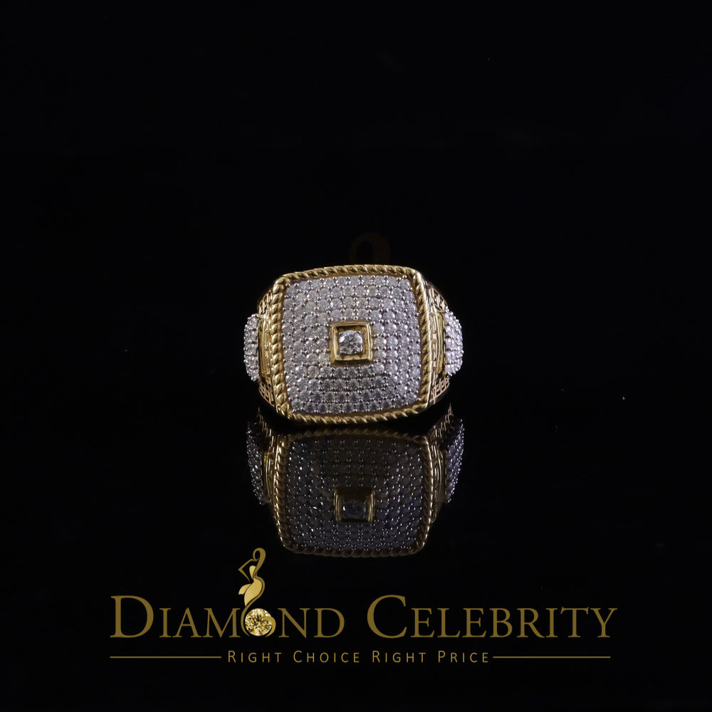 DiamondCelebritees Sterling Yellow Silver 3.00ct VVS 'D' Moissanite Square Rings Size 10 for Men's