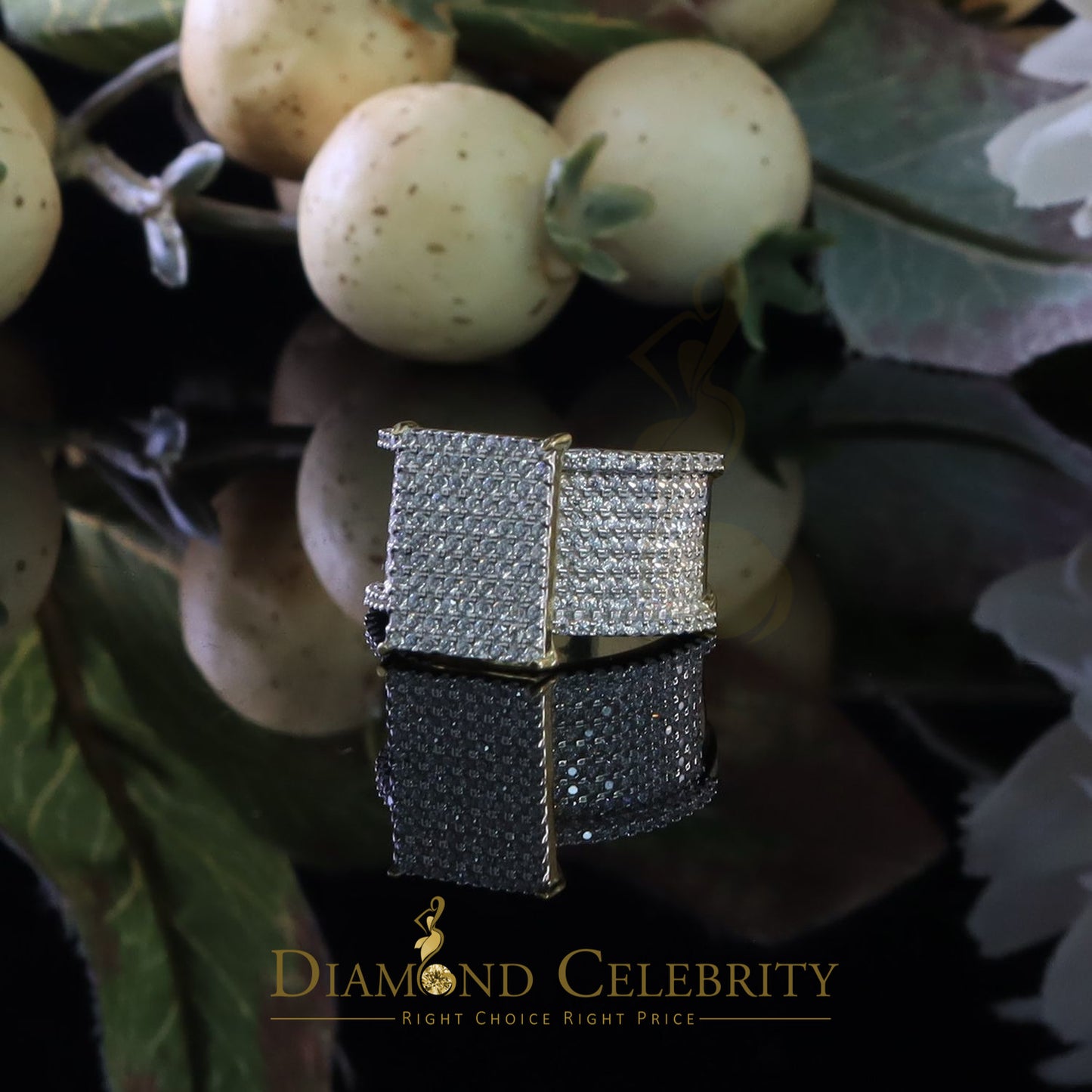 DiamondCelebritees 925 Sterling Yellow Silver Square Cubic Zirconia 3.45ct Womens Ring Size 7