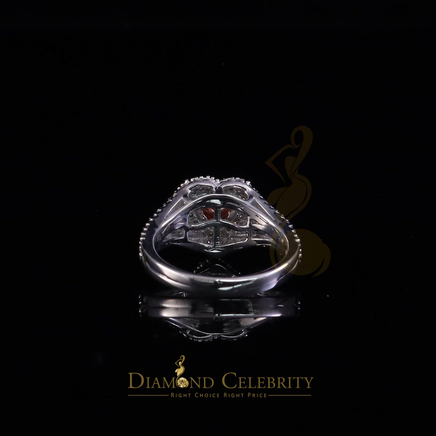 DiamondCelebritees 1.50CT Women's 925 Silver VVS D Pink & White Moissanite Heart Ring SZ 7
