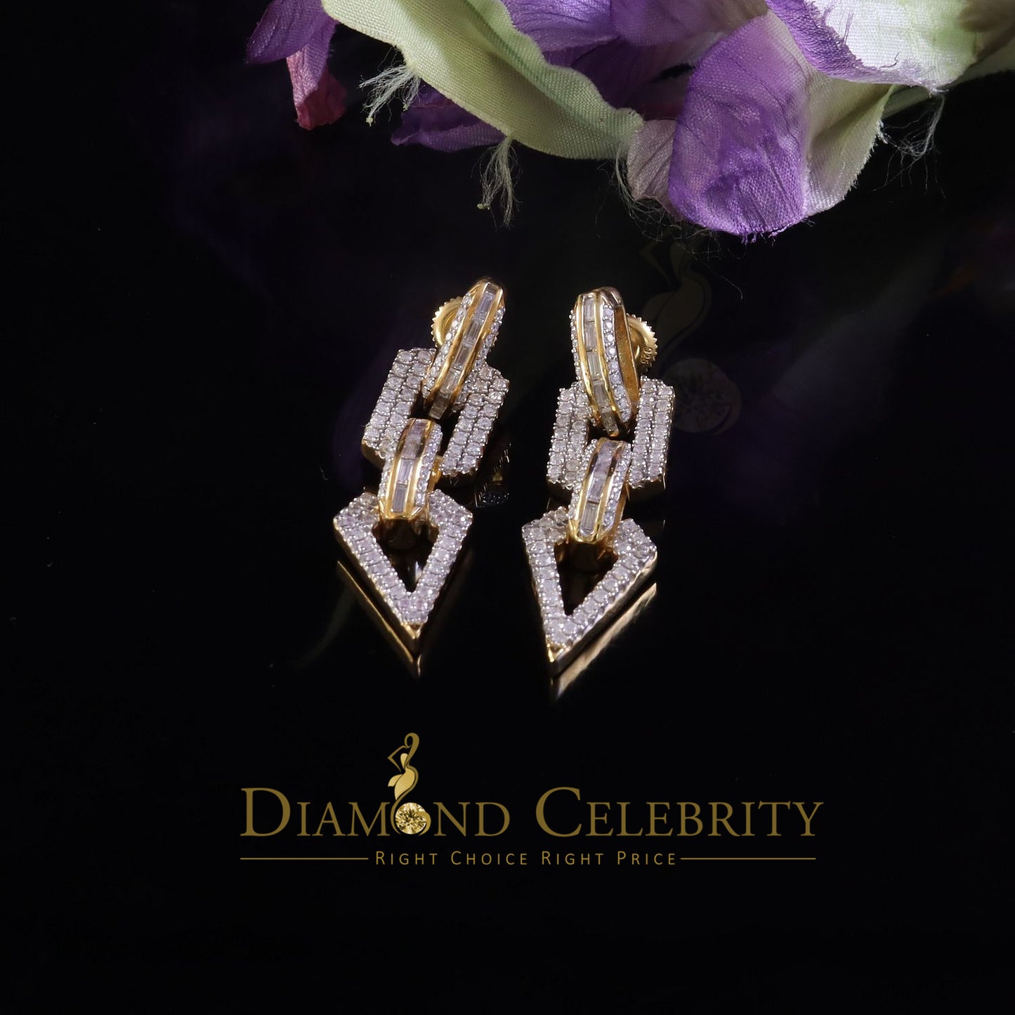 Diamondcelebritess New 925 Silver Yellow 2.00 CT VVS 'D' Moissanite Womens Bugget Dangling Earrings