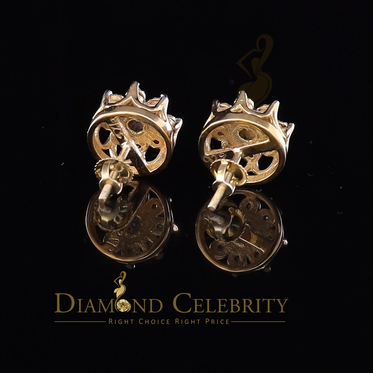 DiamondCelebritees Yellow 925 Sterling Silver 0.10ct Diamond For Men's & Women's Floral Earrings