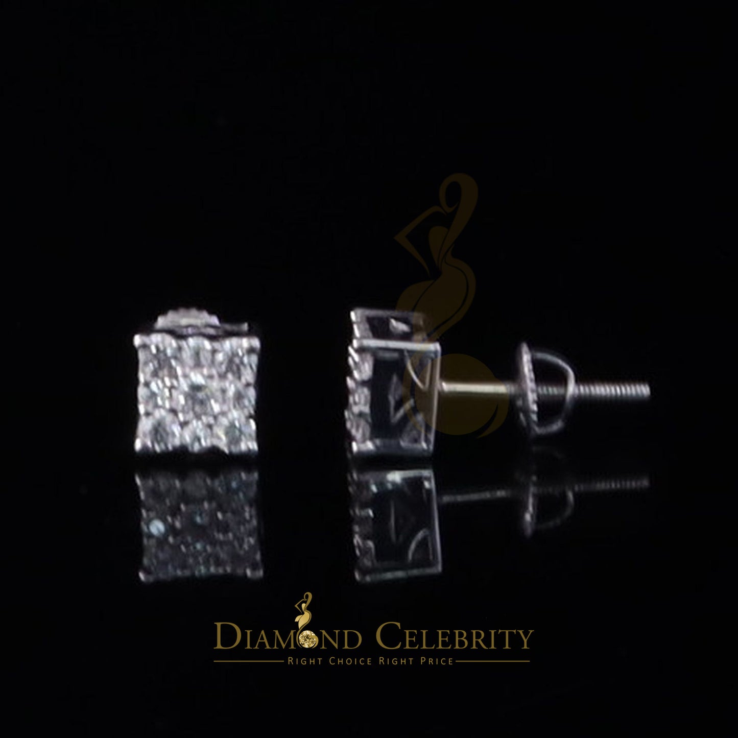 Diamondcelebritees New Women's/Men's 925 Silver White 1.00ct VVS D Moissanite Square Stud Earrings