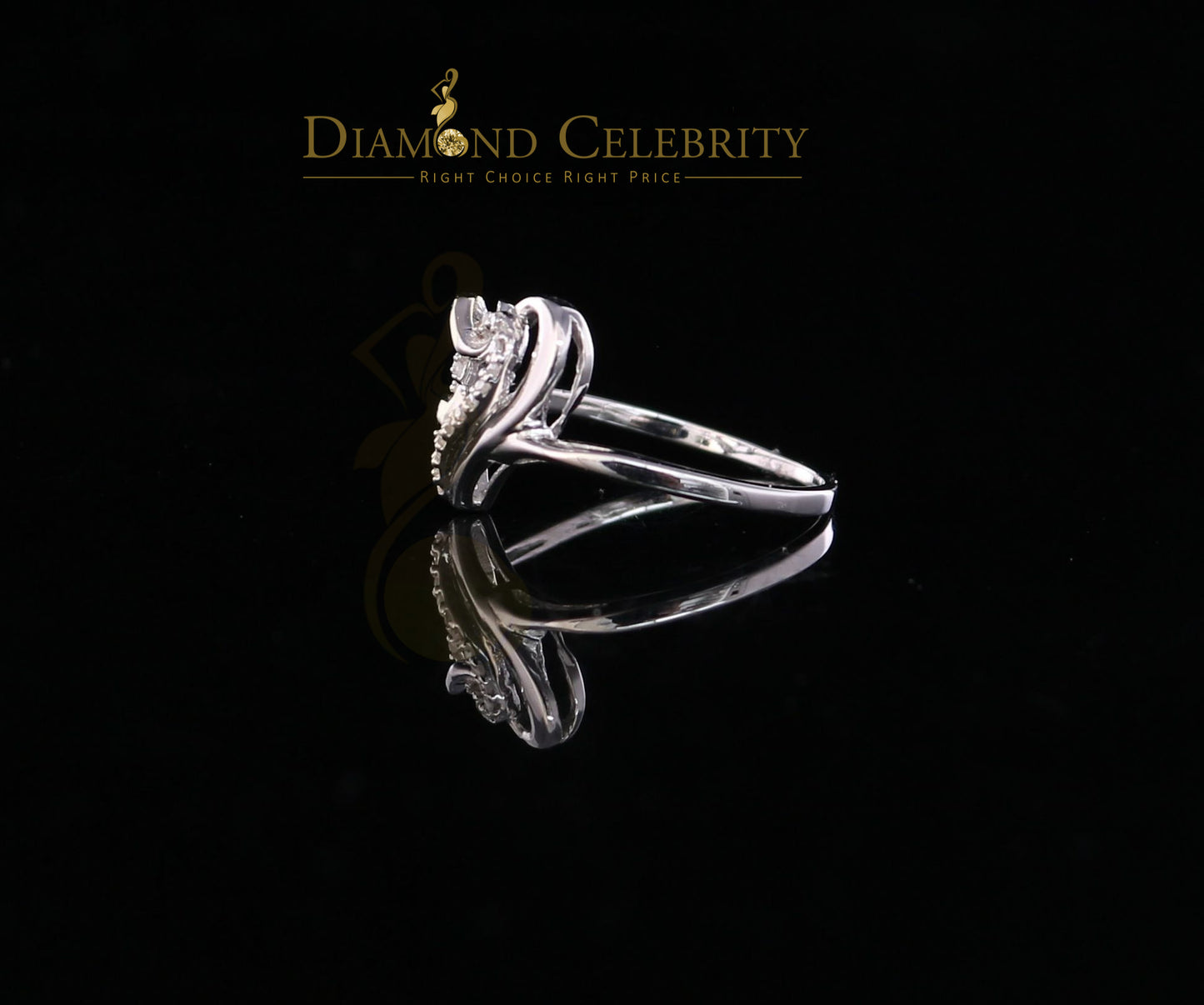 DiamondCelebritees 0.11 CT Real Diamond Womens Heart Shape 925 Sterling Silver White Ring Size 7