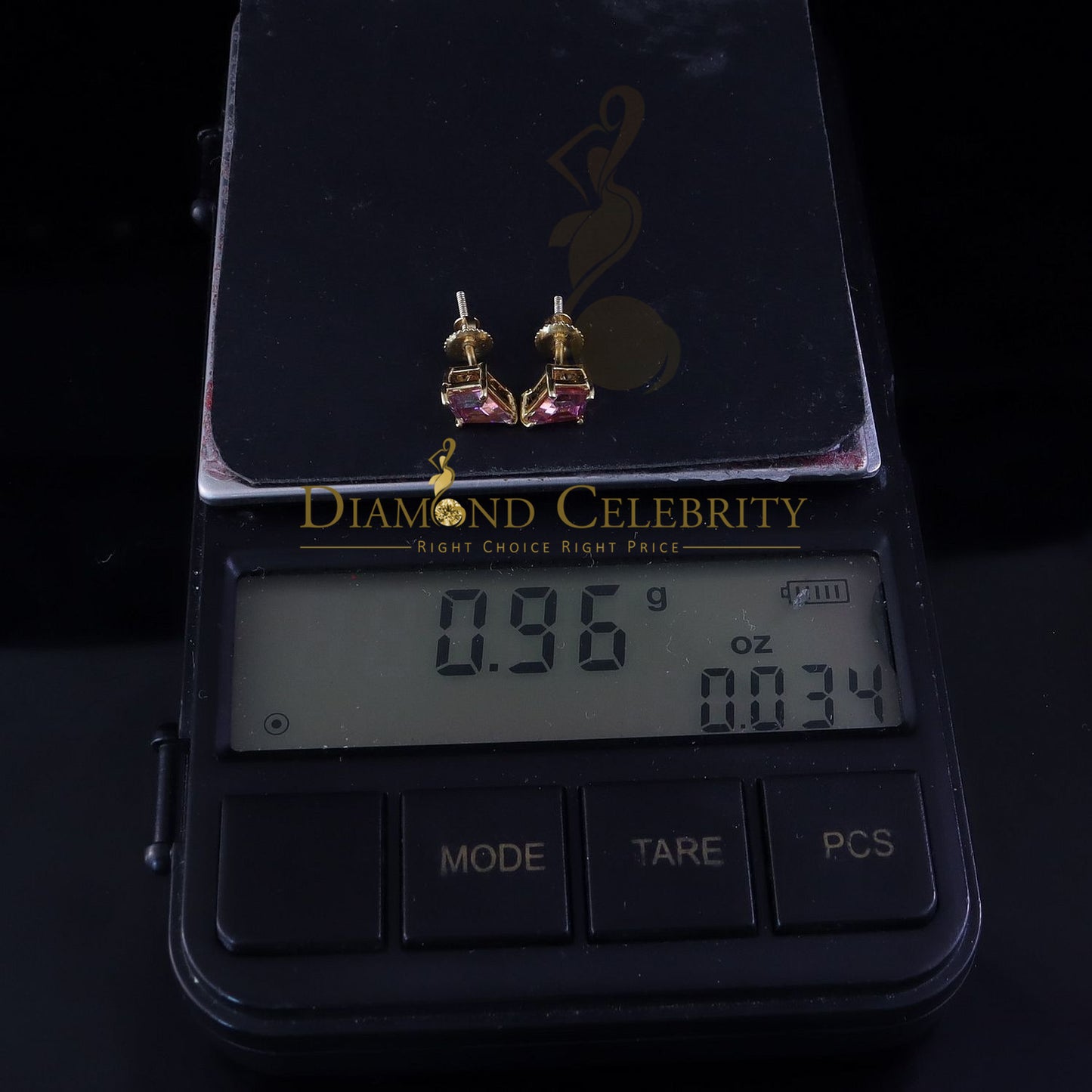 DiamondCelebritees Women's 925 Silver Yellow 1.00CT VVS D Pink Moissanite Kite Shaped Stud Earrings