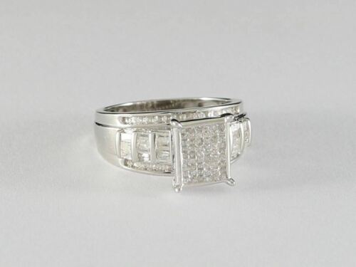 DiamondCelebritees Real Diamond 0.75 CT 925 Silver White Men's Engagement Square Rings Size 9
