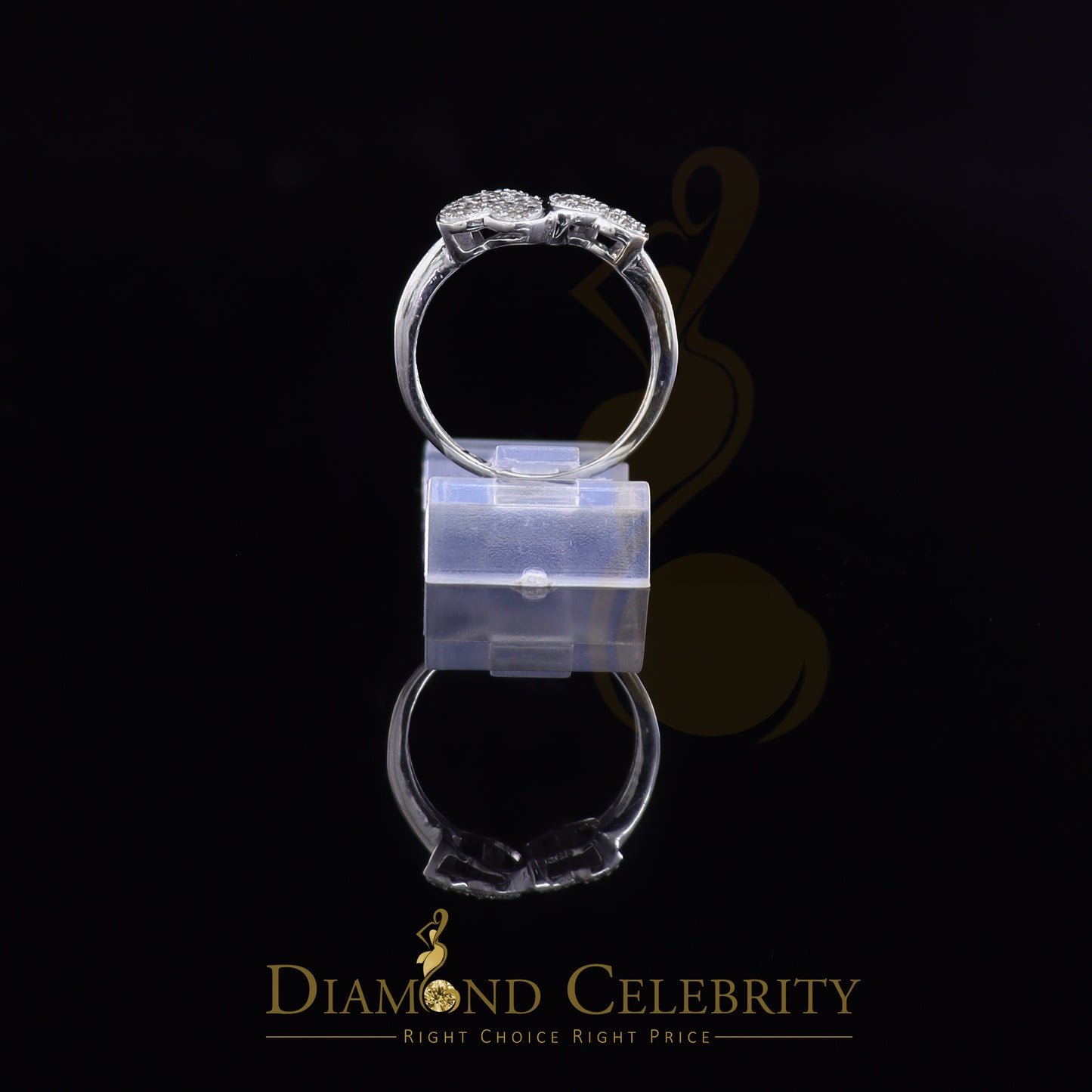 DiamondCelebritees 0.25 CT Real Diamond 925 Sterling White Silver Love Womens Heart Ring Size 7