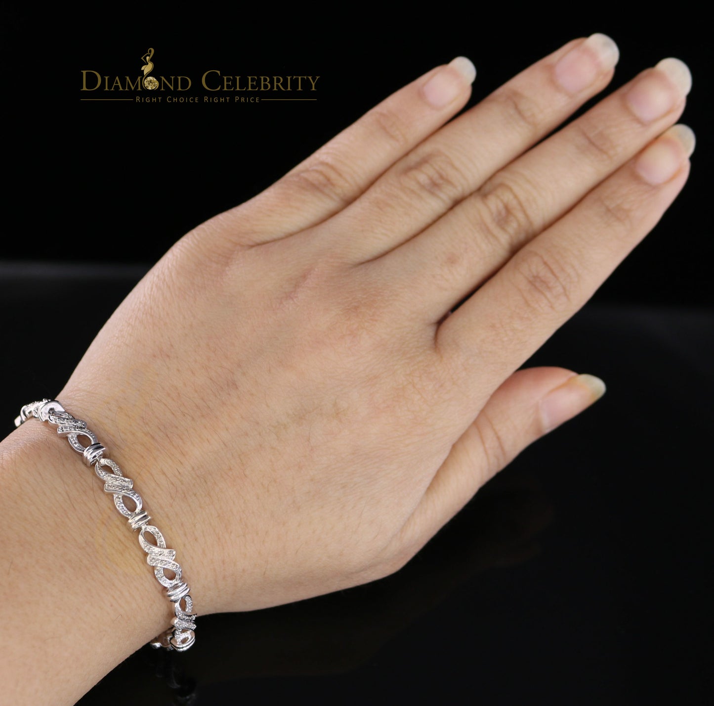 Diamondcelebritees 925 Sterling Silver White Bracelete Size 7 Inch with 0.22CT Genuine Diamonds