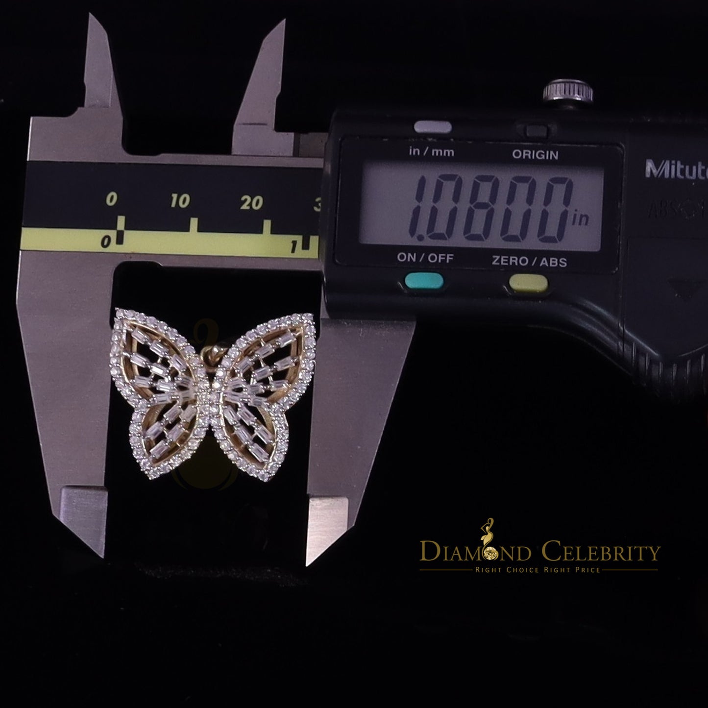 Diamondcelebritees Men's/Womens 925 Silver Yellow 1.75ct VVS 'D' Moissanite Butterfly Pendant
