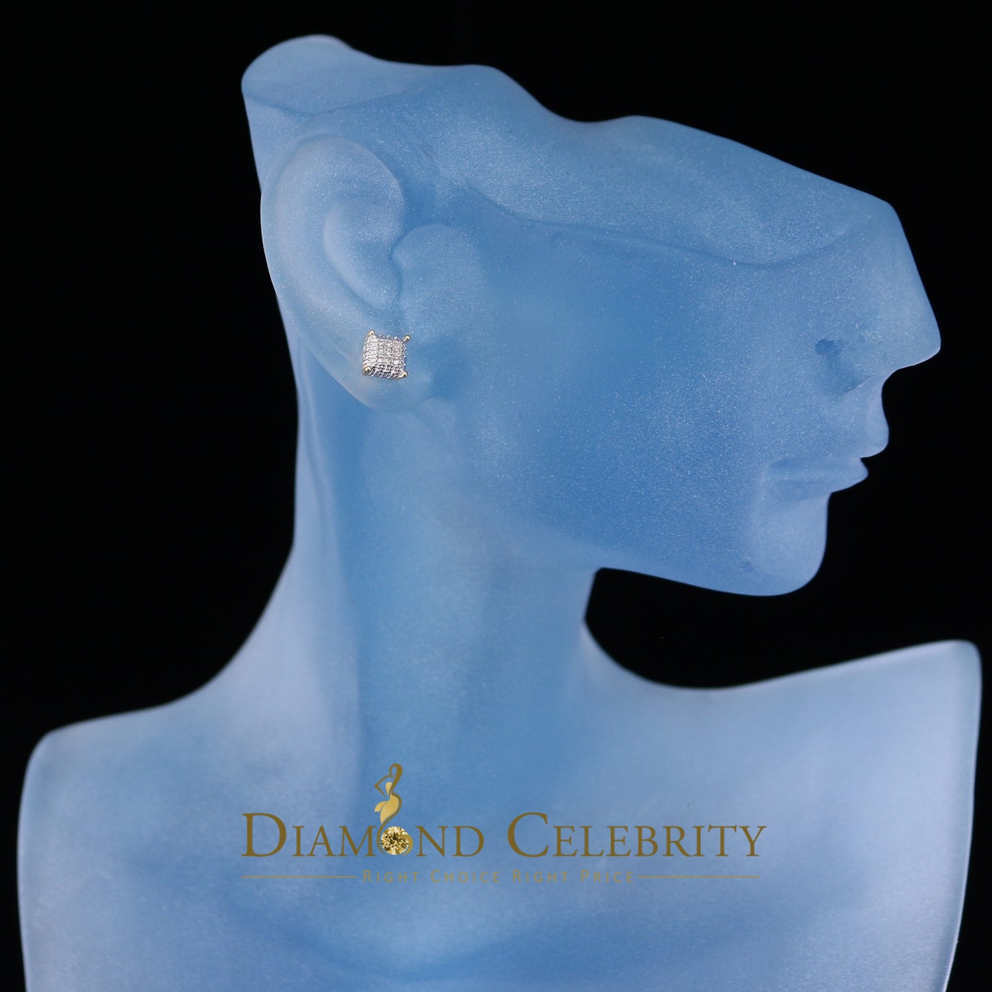 DiamondCelebriteesMen's/Women's 10K Real Yellow Gold with 0.05CT Real Diamond Stud Micro Earring