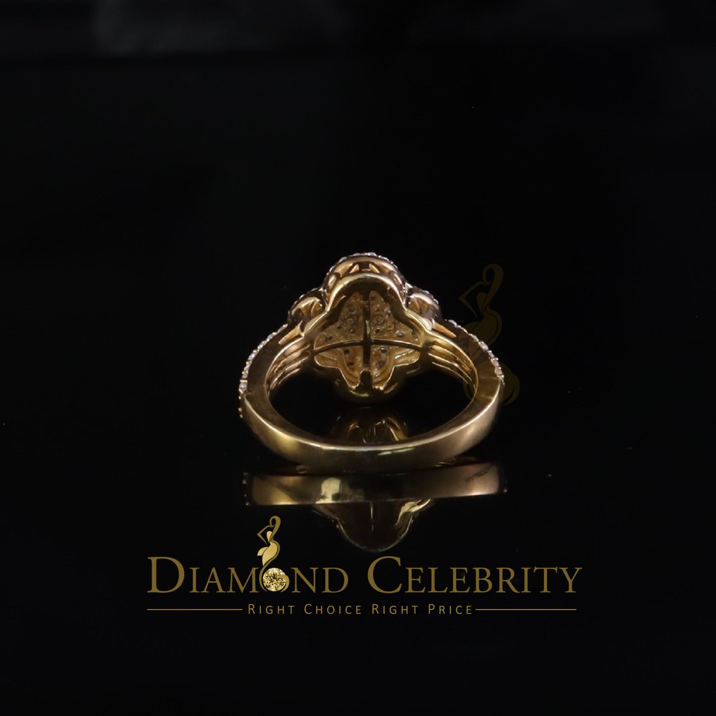 DiamondCelebritees 1.66ct VVS D Four Leaf Clover Silver Moissanite Yellow For Women's Ring Size 7