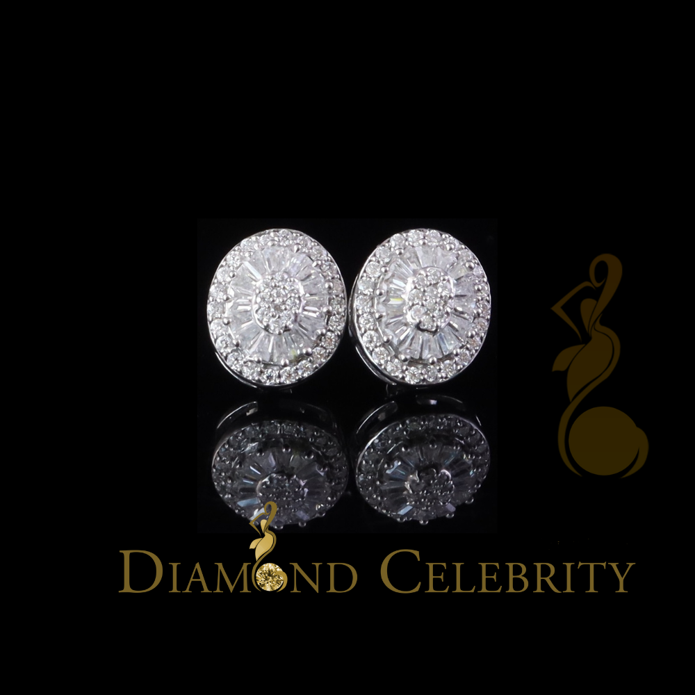 Diamondcelebritees 925 White Silver 1.00ct VVS 'D' Moissanite Oval Stud Earring Men's/Womens