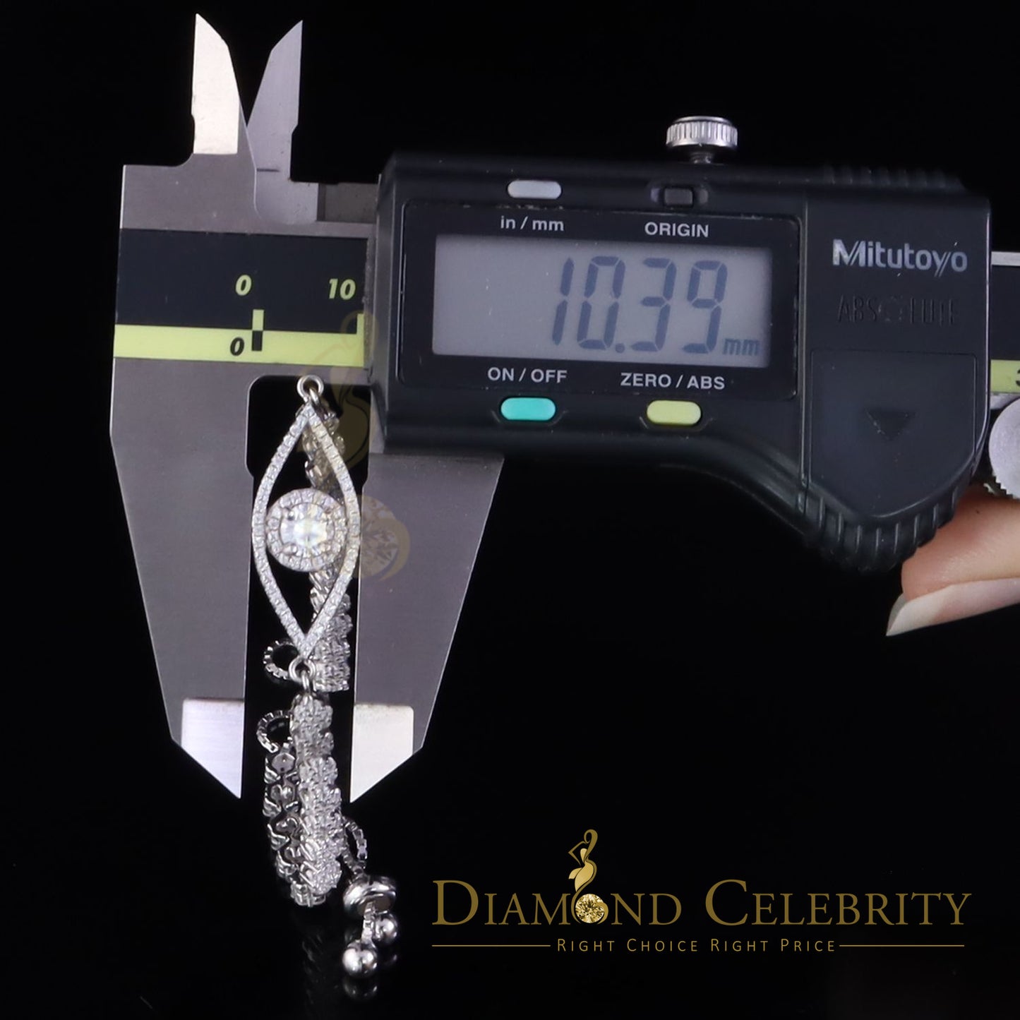 Diamondcelebritees White 925 Silver Eye Shape Bracelet Cubic Zirconia Adjustable Size 7 Inches