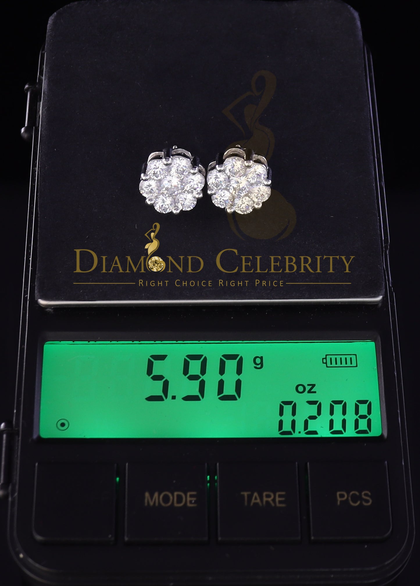 DiamondCelebritees 925 Silver White 1.56ct Cubic Zirconia Hip Hop Floral Women's & Men's Earrings