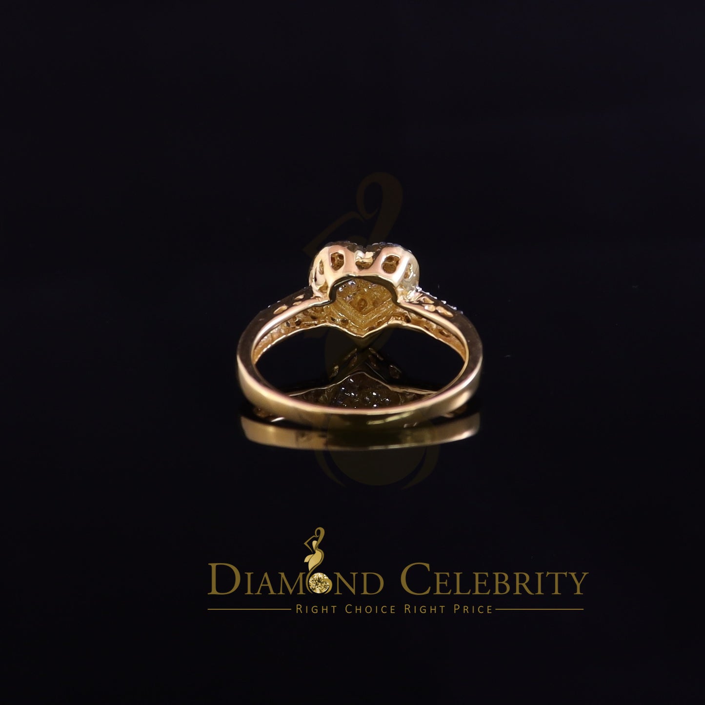 DiamondCelebritees 925 Silver 0.59ct Shiny Cubic Zirconia Yellow Heart Engagement Womens Ring SZ 7