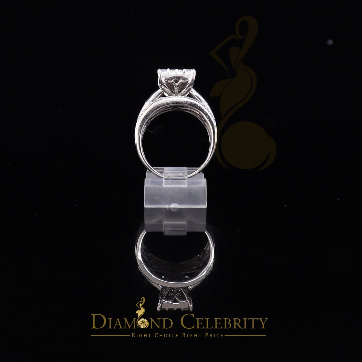 DiamondCelebritees 925 Silver White 3.80ct Cubic Zirconia Cinderella Engagement Women's Ring SZ 8