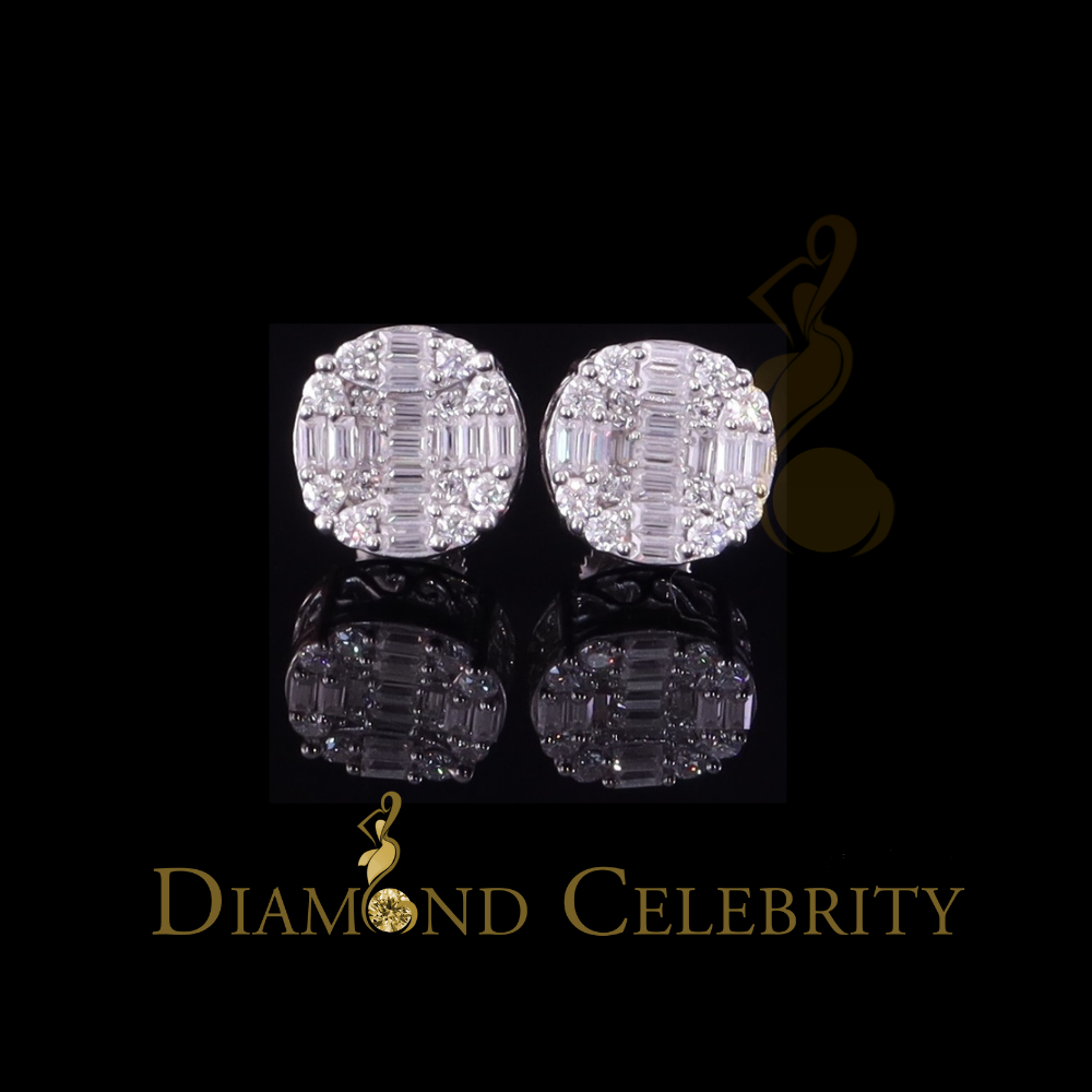 Diamondcelebritees Mens/Womens 925 Silver White 1.50ct VVS 'D' Moissanite Stud Round Earring