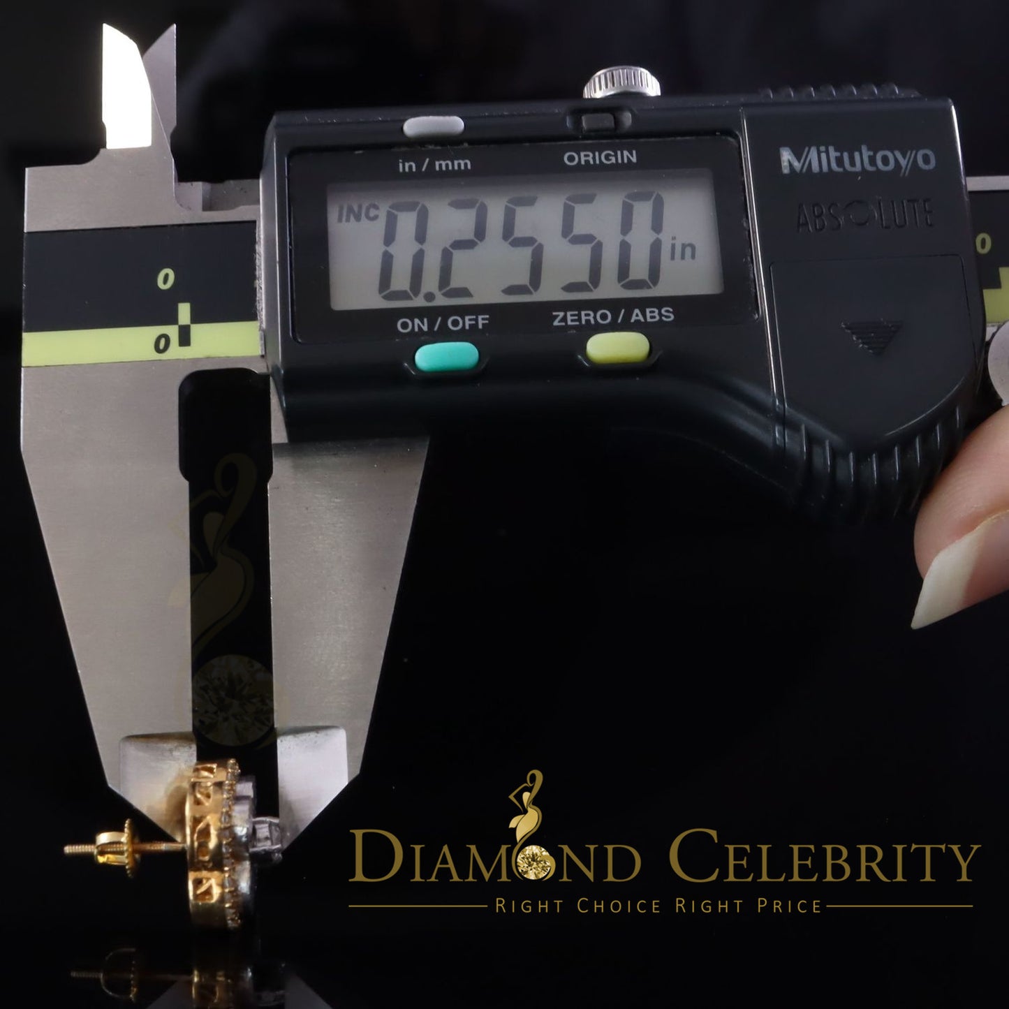 DiamondCelebritees 925 Yellow Silver0.66ct VVS 'D' Moissanite Square Stud Earring Men's/Womens
