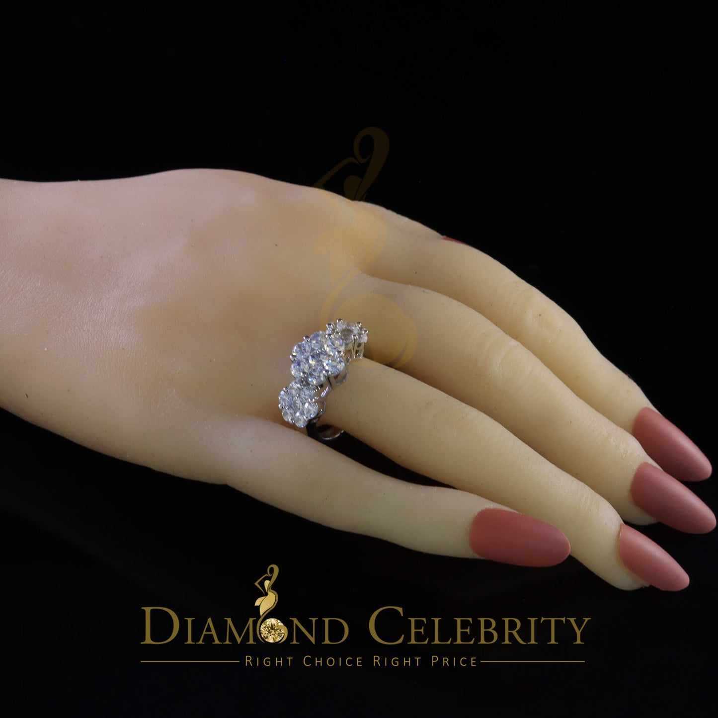 DiamondCelebritees 925 Sterling White Silver Floral-Shaped Cubic Zirconia 2.0ct Womens Ring Size 7