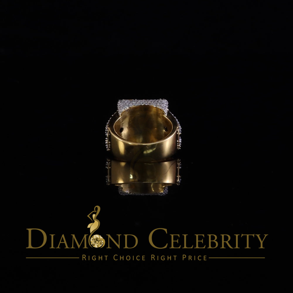 DiamondCelebritees 925 Yellow Silver 5.00ct VVS 'D' Moissanite Stone Men's for Square Rings Size 10