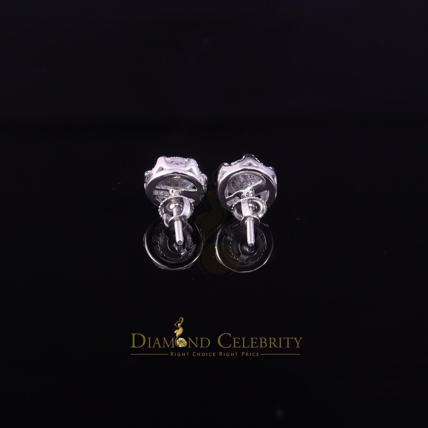 Diamondcelebritees Moissanite Round Stud Men's/Womens 925 Silver White 0.50ct VVS 'D' Earrings